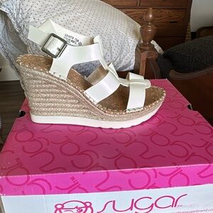 Sugar Women's Cream Wedge Sandals